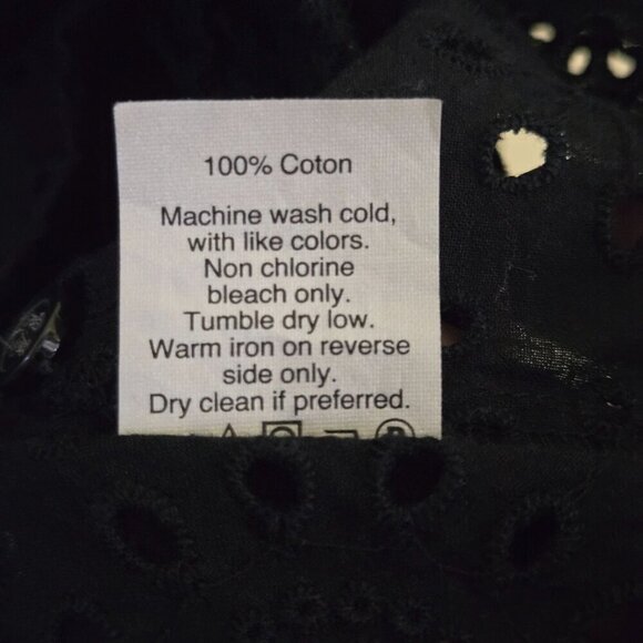 Madewell Ruffled Front Eyelet Lace Black Button Front Blouse Size S - Picture 9 of 9